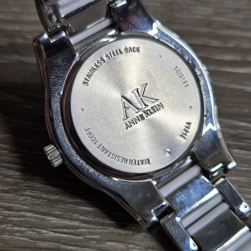 Anne Klein Women's Watch 10/9181 Silver Tone White Dial Crystal Markers Link Bra